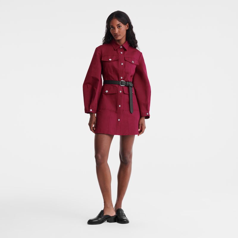 Women Longchamp Canvas Dress Dark Red | Ireland-617ODGJWI