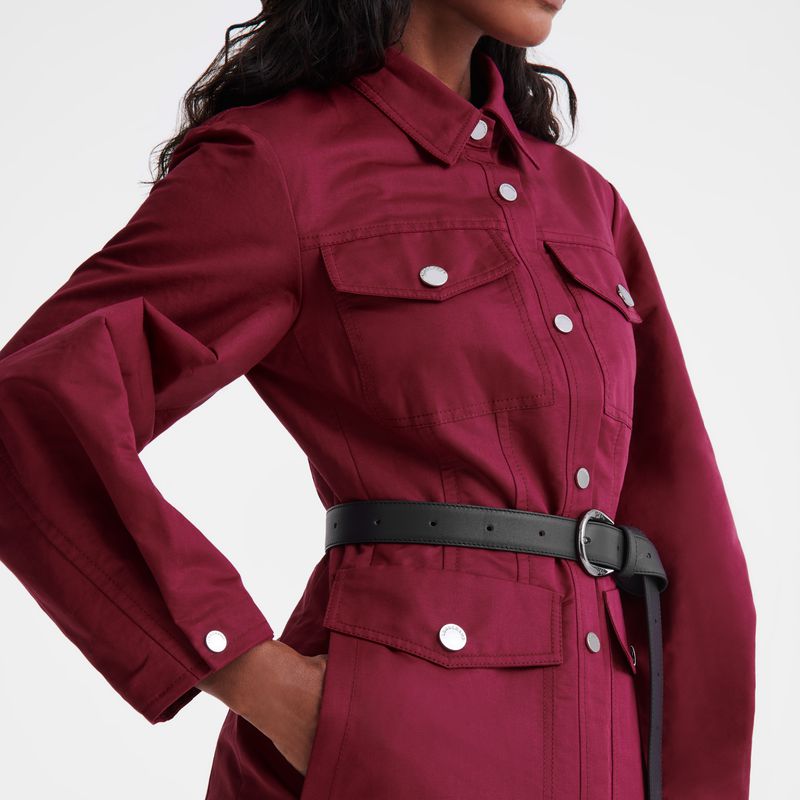 Women Longchamp Canvas Dress Dark Red | Ireland-617ODGJWI