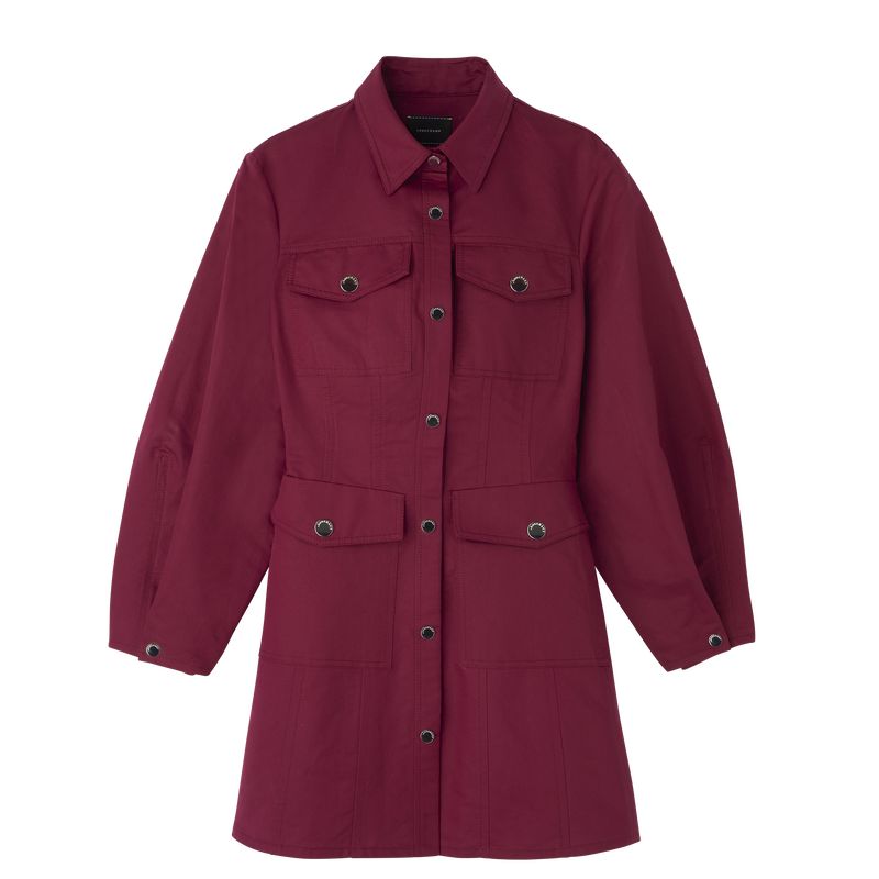 Women Longchamp Canvas Dress Dark Red | Ireland-617ODGJWI