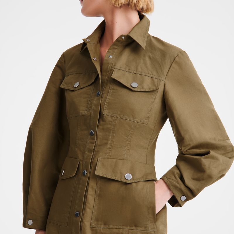 Women Longchamp Canvas Dress Olive | Ireland-893UNXBPK