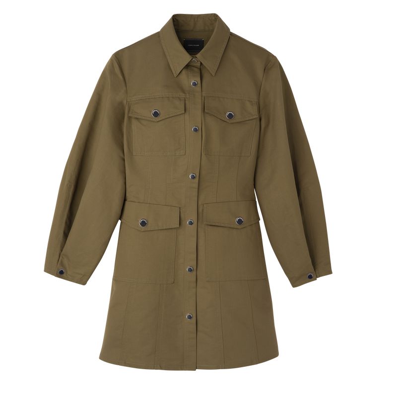 Women Longchamp Canvas Dress Olive | Ireland-893UNXBPK