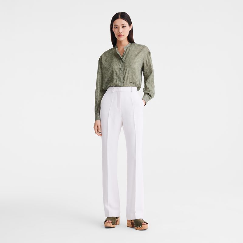 Women Longchamp Crepe Pants Cream | Ireland-129LHOQSY