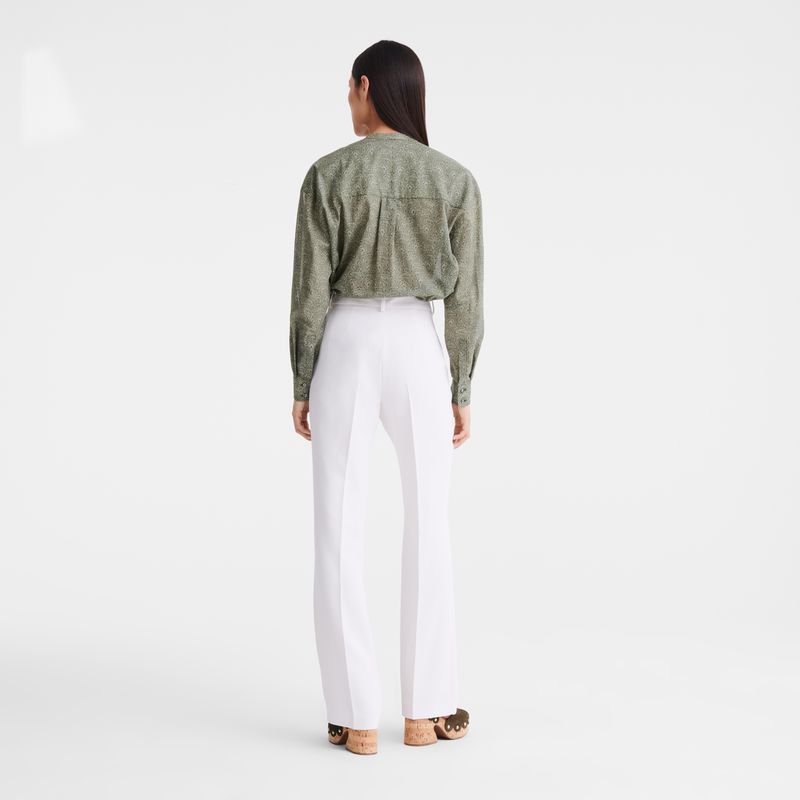 Women Longchamp Crepe Pants Cream | Ireland-129LHOQSY