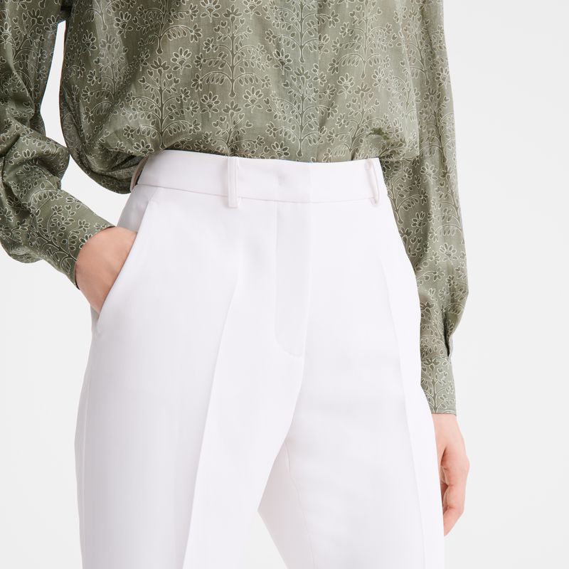 Women Longchamp Crepe Pants Cream | Ireland-129LHOQSY