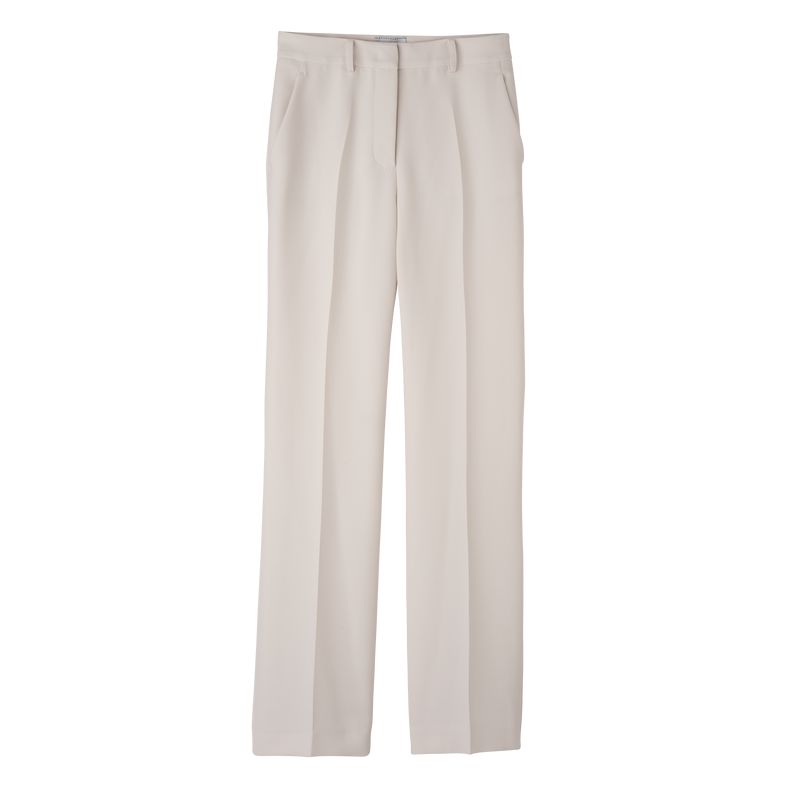 Women Longchamp Crepe Pants Cream | Ireland-129LHOQSY