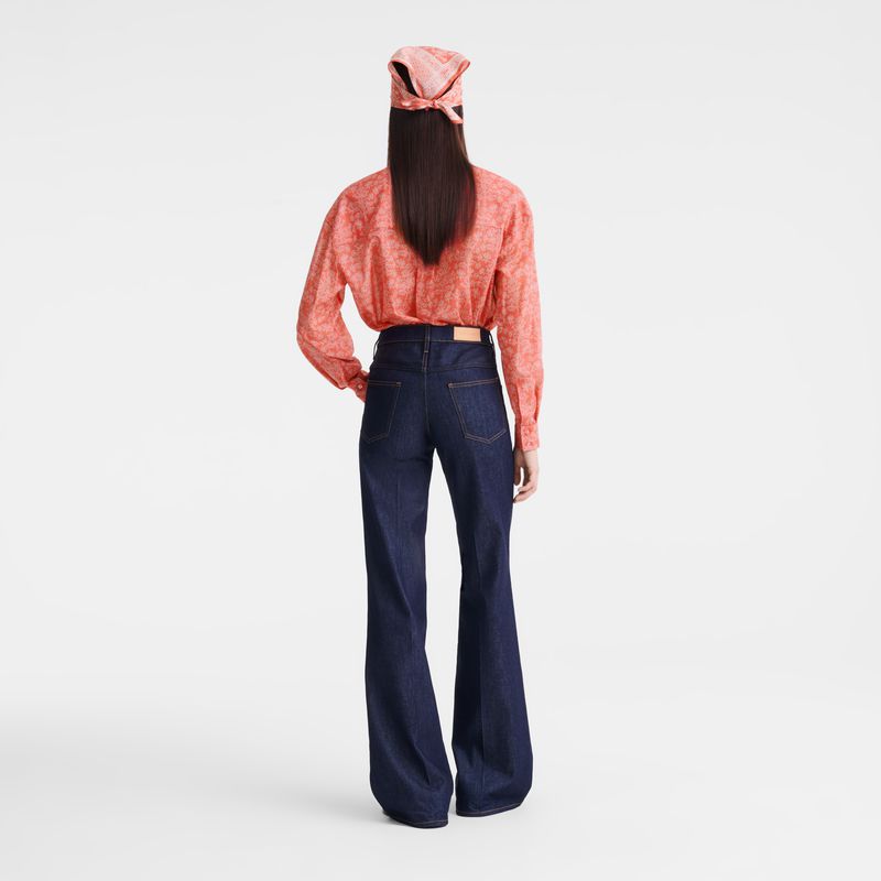 Women Longchamp Denim Jeans Blue | Ireland-908URCOWH