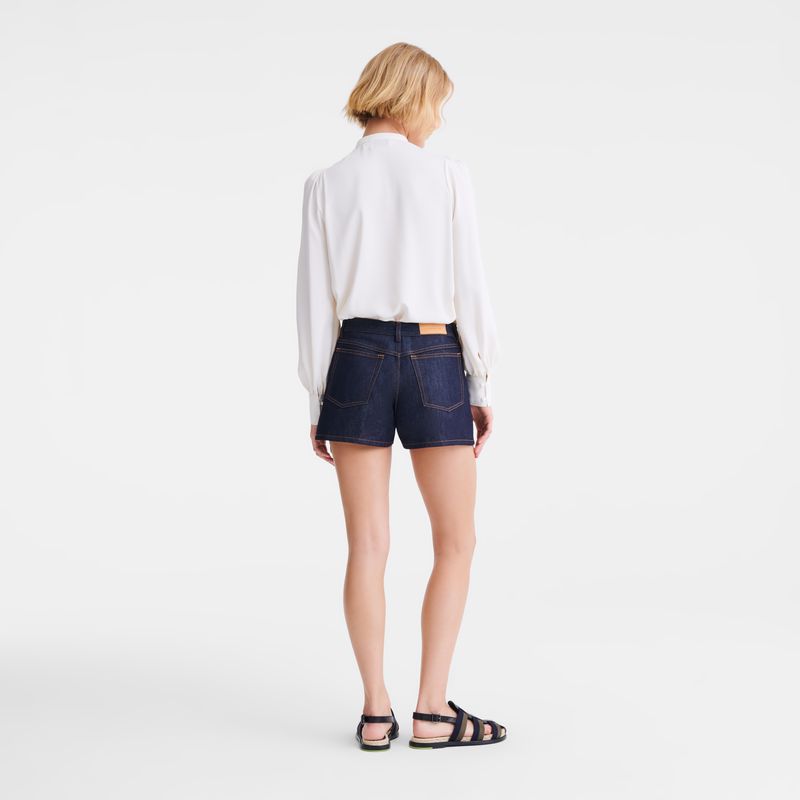 Women Longchamp Denim Shorts Blue | Ireland-529JHGRSA