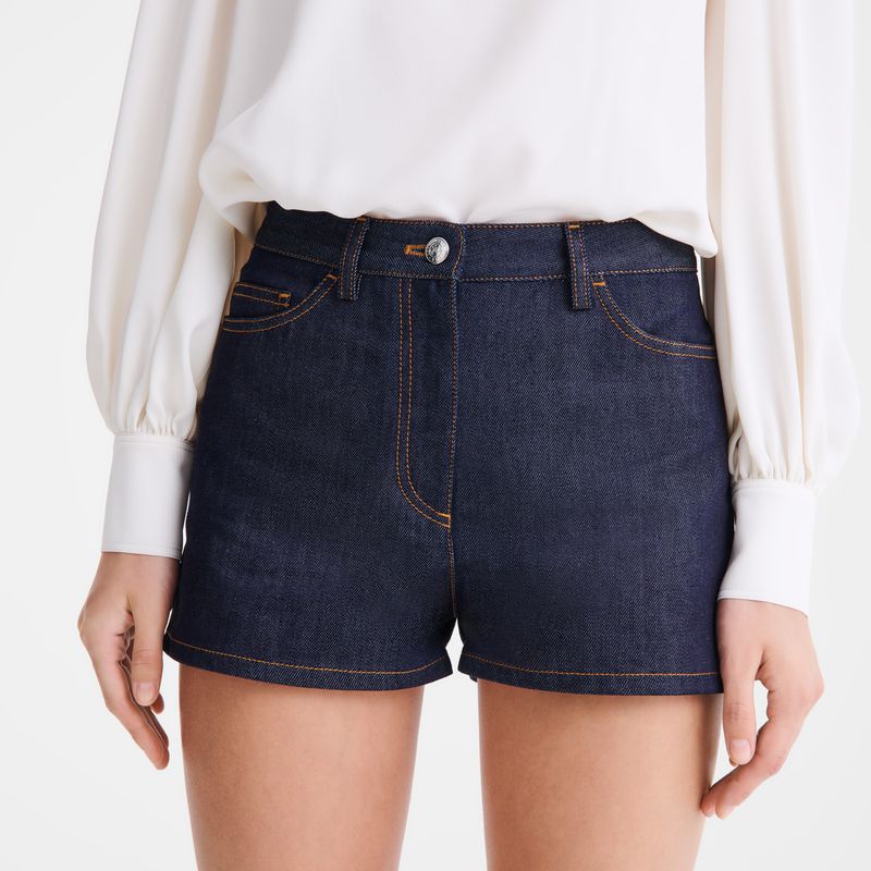 Women Longchamp Denim Shorts Blue | Ireland-529JHGRSA