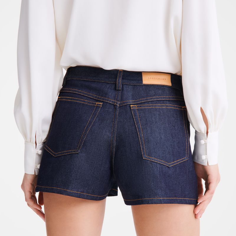 Women Longchamp Denim Shorts Blue | Ireland-529JHGRSA