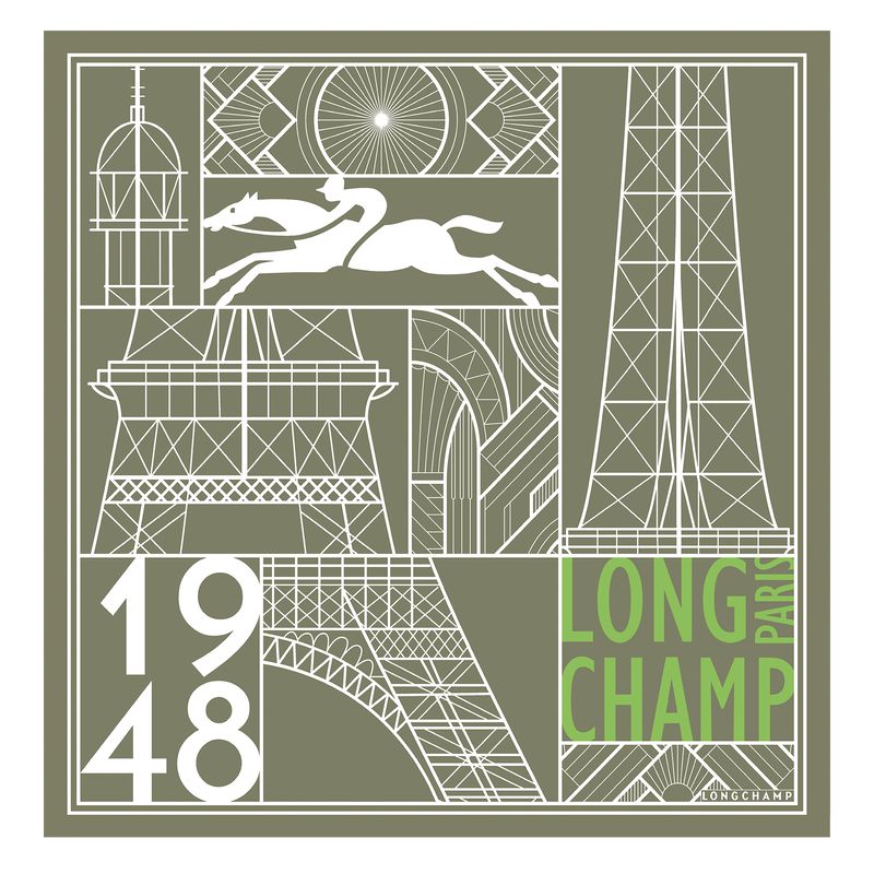 Women Longchamp Eiffel Tower 1948 50 Scarf Olive / Multicolor | Ireland-693FIOYZK