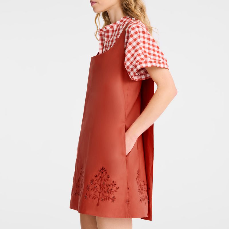 Women Longchamp Embroidered Canvas Dress Pink | Ireland-859FMWXAQ