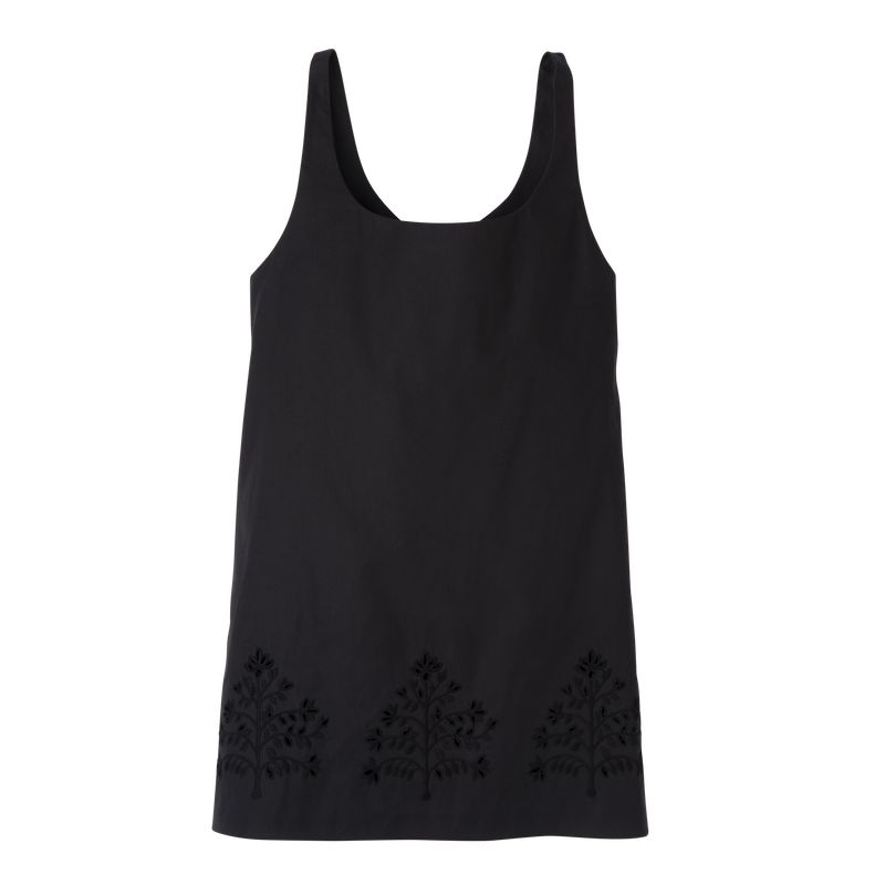 Women Longchamp Embroidered Canvas Dress Black | Ireland-357ZIPBHJ