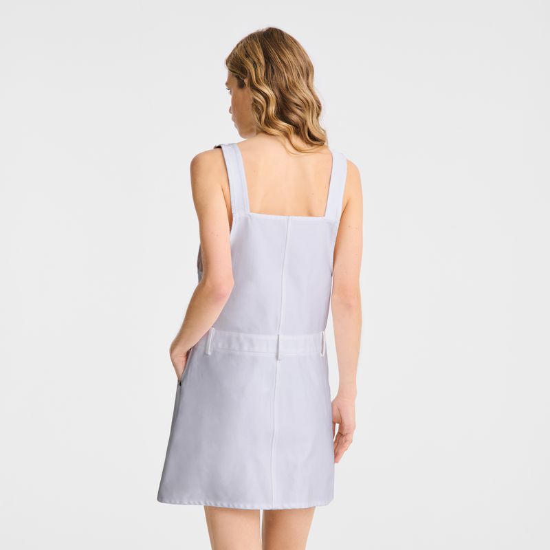 Women Longchamp Embroidered Gabardine Dress White | Ireland-678NUFMED