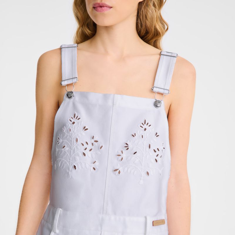 Women Longchamp Embroidered Gabardine Dress White | Ireland-678NUFMED
