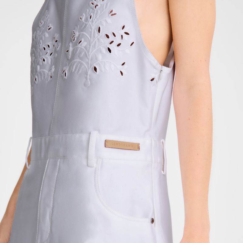 Women Longchamp Embroidered Gabardine Dress White | Ireland-678NUFMED