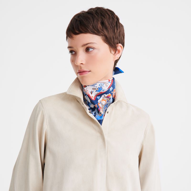 Women Longchamp Equestrian Tower 50 Scarf Cream | Ireland-659JNOCMK