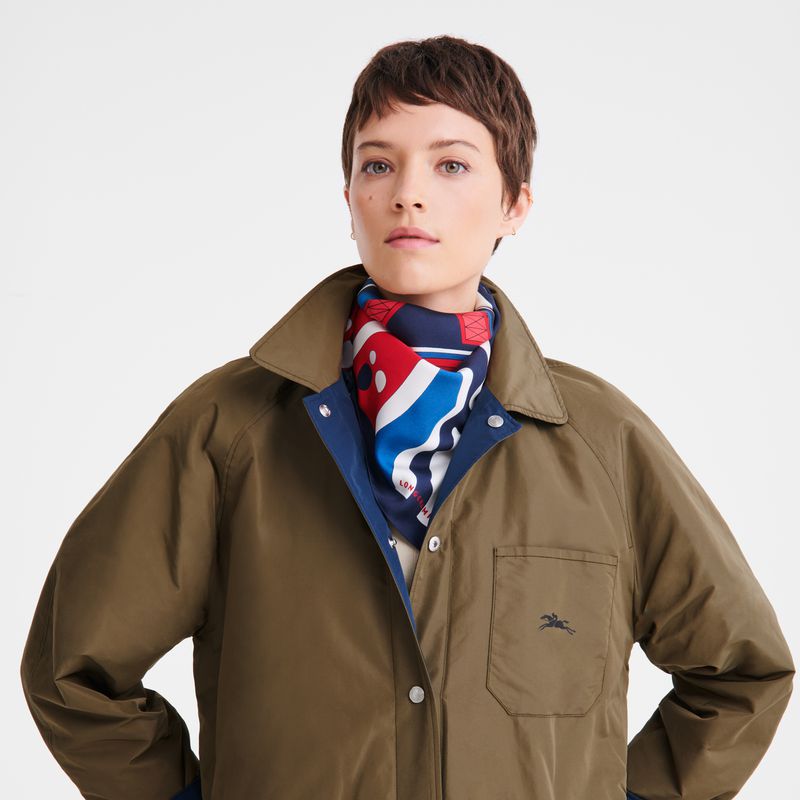 Women Longchamp Equestrian Tower 70 Scarf Red / Navy | Ireland-569KYLOVA