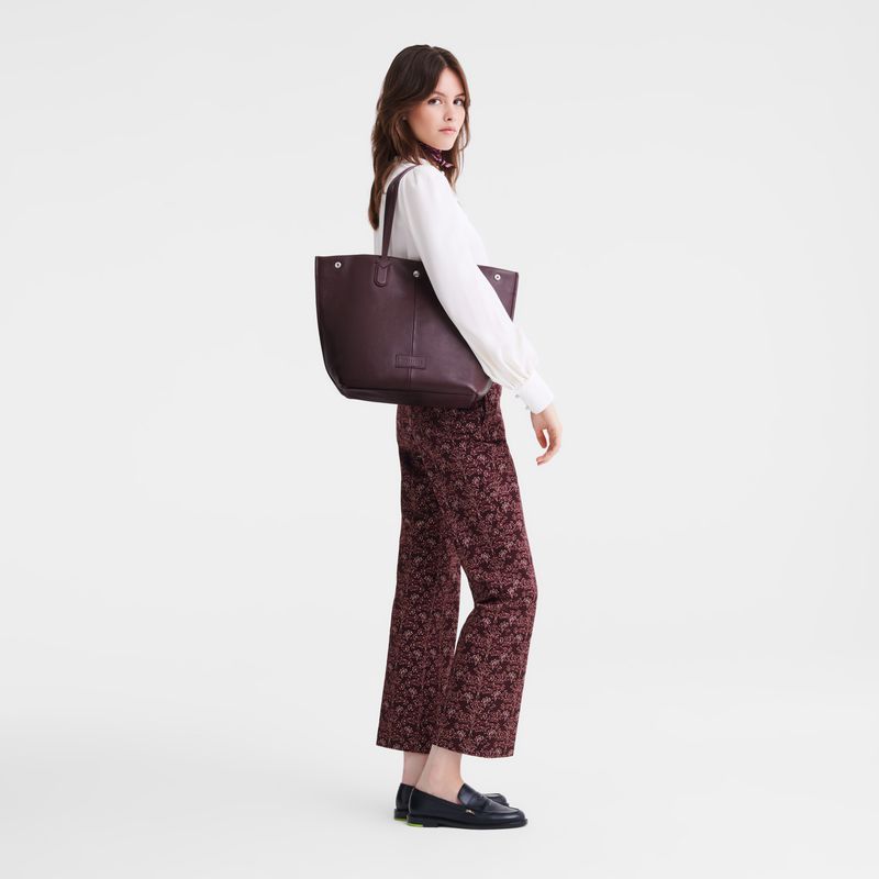 Women Longchamp Essential L Tote Bag Dark Purple | Ireland-705XACTSP