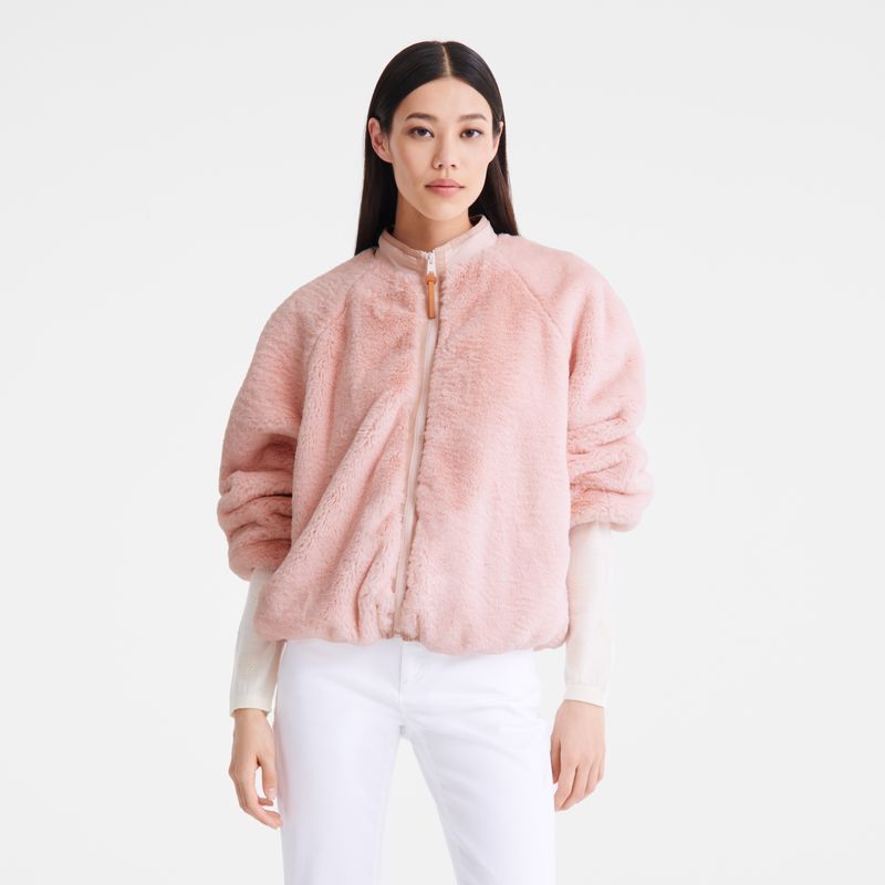 Women Longchamp Faux Fur Jacket Rose | Ireland-975GNMQUS