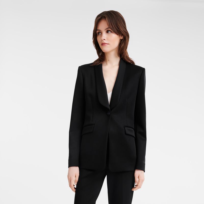 Women Longchamp Fitted Jacket Black | Ireland-508JNSKDQ