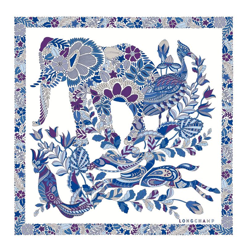 Women Longchamp Forêt 50 Scarf Blue | Ireland-201IMRCWP