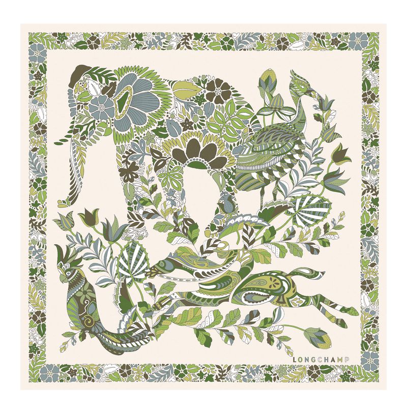 Women Longchamp Forêt 50 Scarf Green / Multicolor | Ireland-940UBTOFV
