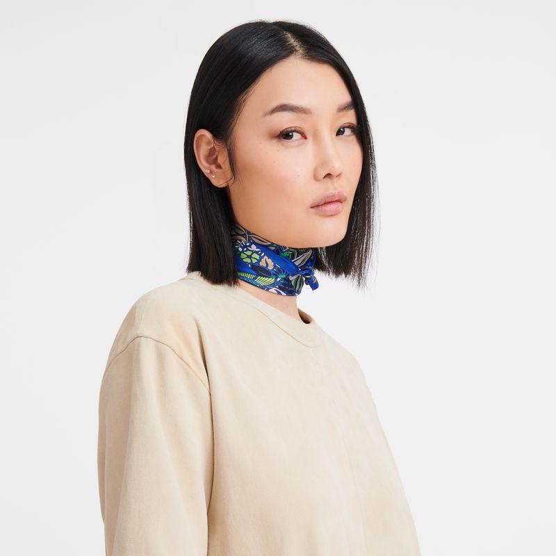 Women Longchamp Forêt 50 Scarf Light Blue | Ireland-835HPZUFN