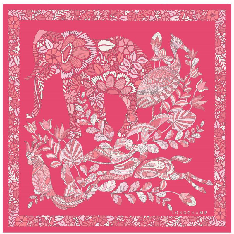 Women Longchamp Forêt 50 Scarf Pink | Ireland-021ZAQTCK