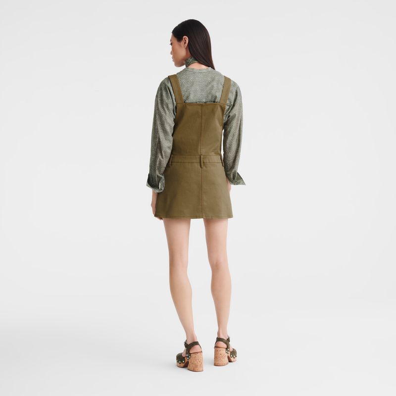 Women Longchamp Gabardine Dress Olive | Ireland-140PWAJZO