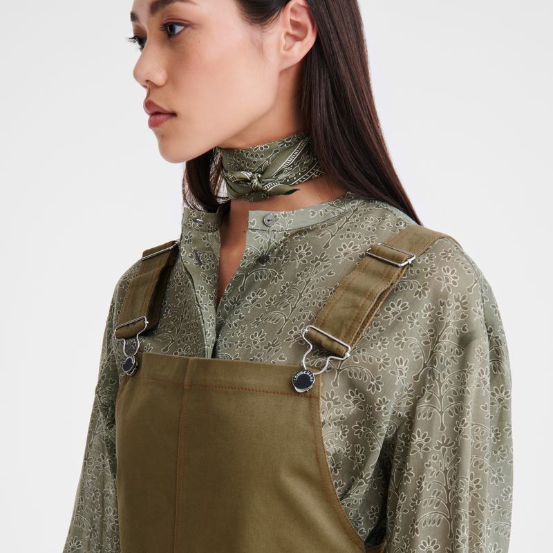 Women Longchamp Gabardine Dress Olive | Ireland-140PWAJZO