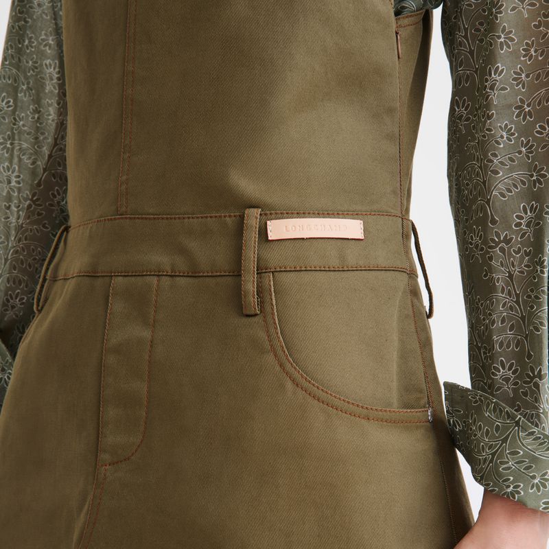 Women Longchamp Gabardine Dress Olive | Ireland-140PWAJZO