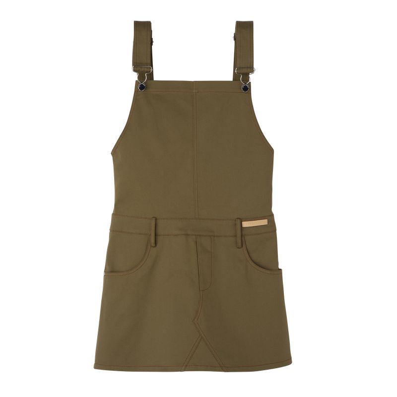 Women Longchamp Gabardine Dress Olive | Ireland-140PWAJZO