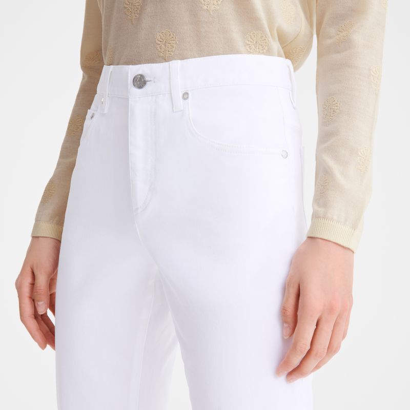 Women Longchamp Gabardine Pants White | Ireland-613XNQBFR