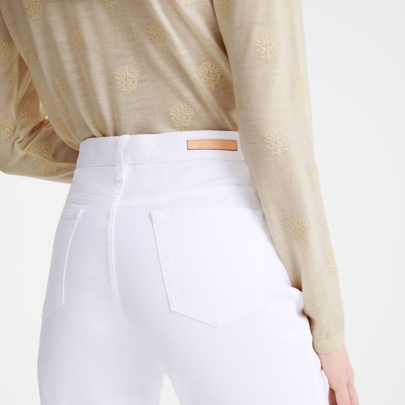 Women Longchamp Gabardine Pants White | Ireland-613XNQBFR