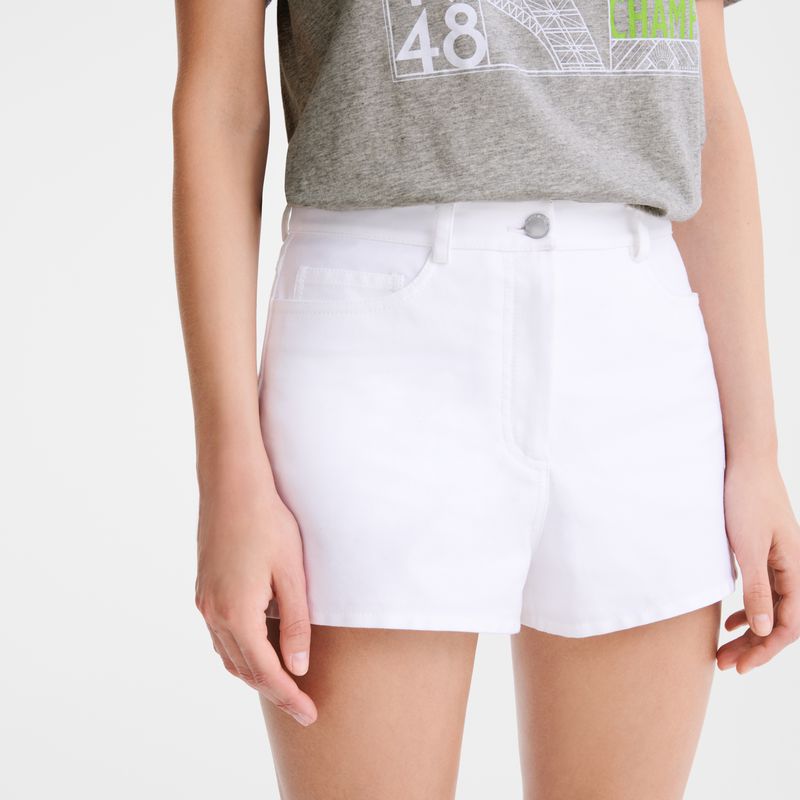 Women Longchamp Gabardine Shorts White | Ireland-469YNLMXH