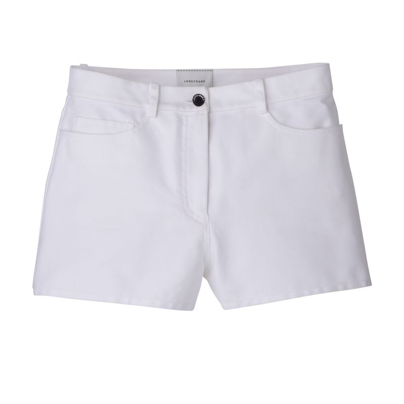 Women Longchamp Gabardine Shorts White | Ireland-469YNLMXH
