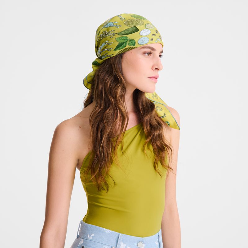 Women Longchamp Herbarium 90 Scarf Green | Ireland-650VSEBUQ