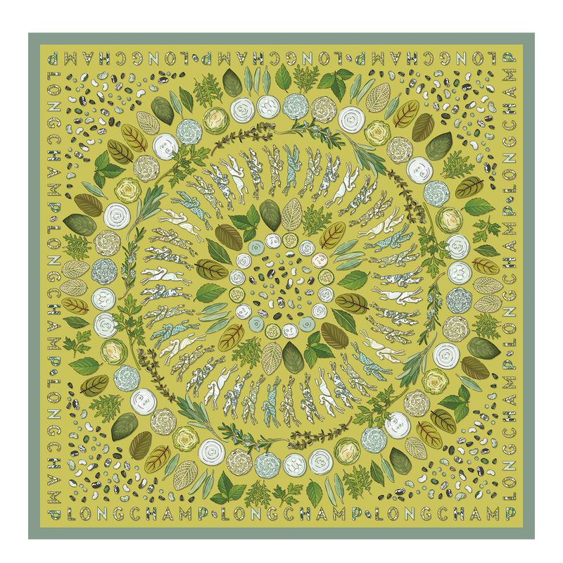 Women Longchamp Herbarium 90 Scarf Green | Ireland-650VSEBUQ