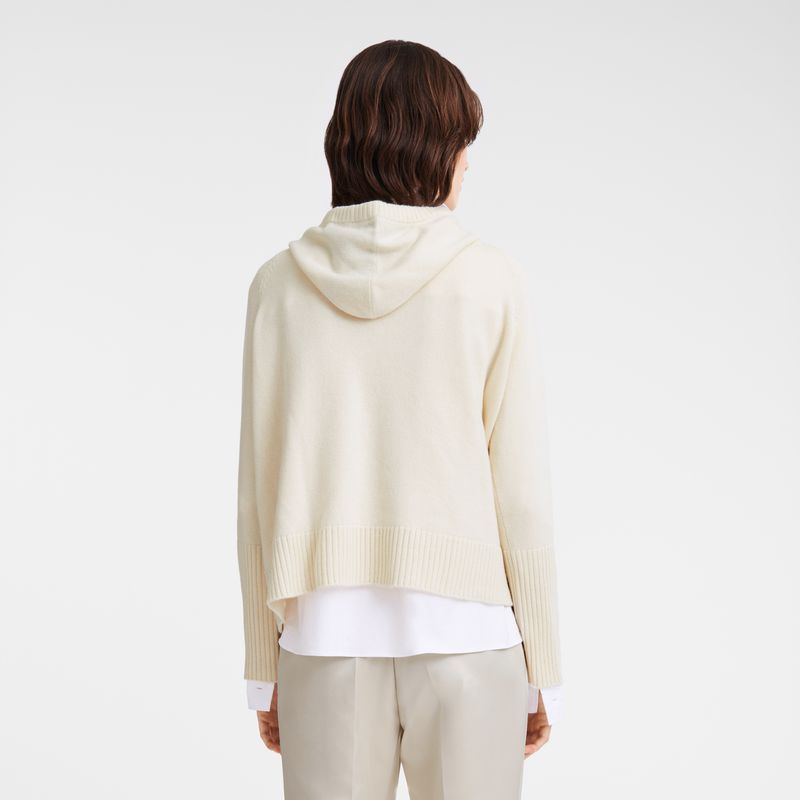 Women Longchamp Hoodie Jumper Cream | Ireland-746GOEXSI