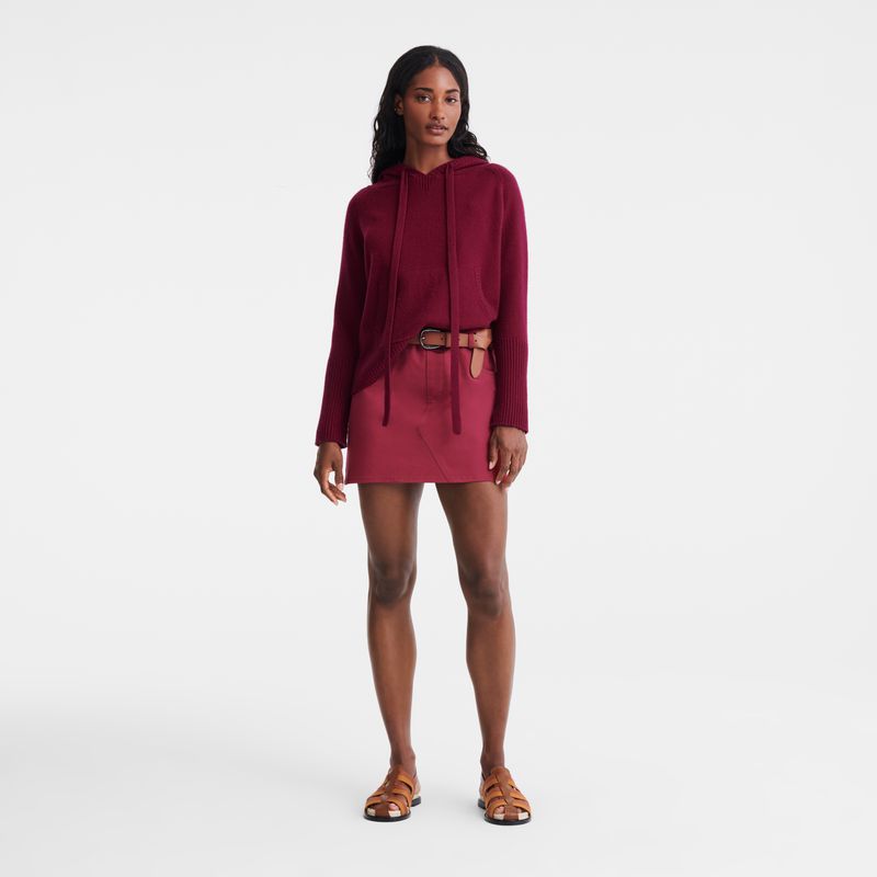 Women Longchamp Hoodie Jumper Dark Red | Ireland-256YSJTIQ