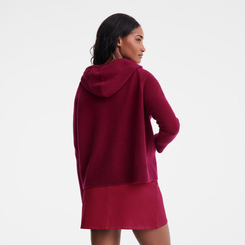 Women Longchamp Hoodie Jumper Dark Red | Ireland-256YSJTIQ