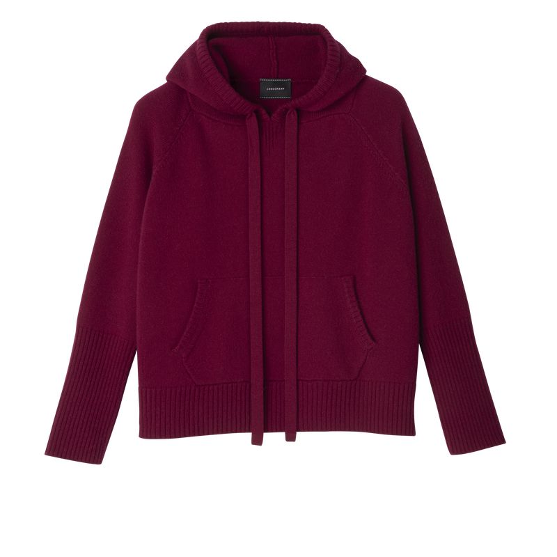 Women Longchamp Hoodie Jumper Dark Red | Ireland-256YSJTIQ