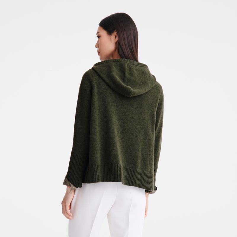 Women Longchamp Hoodie Jumper Khaki | Ireland-026NDHBAV