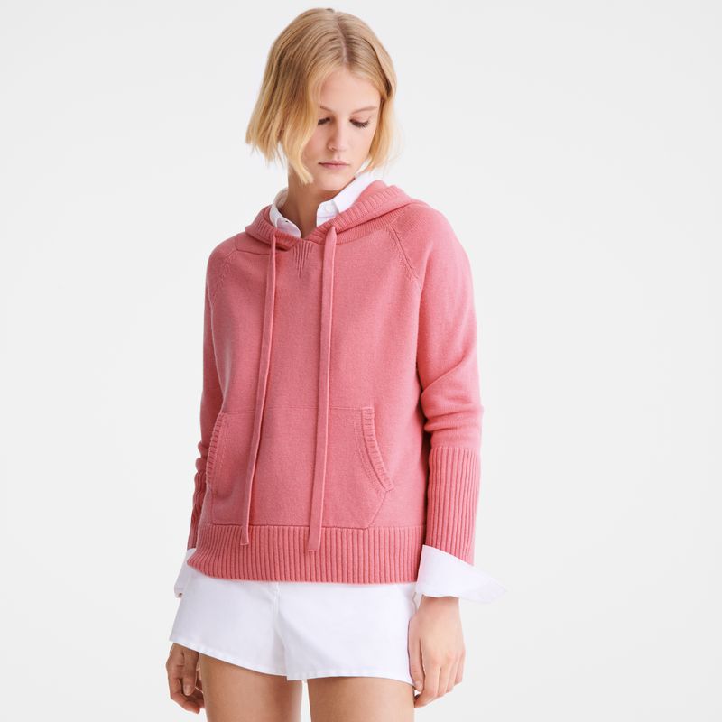 Women Longchamp Hoodie Jumper Pink | Ireland-842RHEUZC