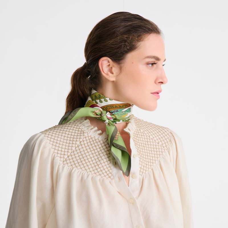 Women Longchamp In The Vegetable Garden 70 Scarf Green / Multicolor | Ireland-369MPVQIK