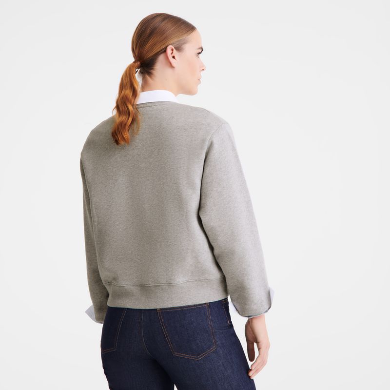 Women Longchamp Jersey Sweatshirt Grey | Ireland-762WAEKIY