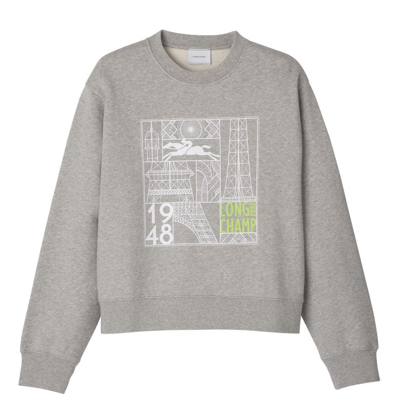 Women Longchamp Jersey Sweatshirt Grey | Ireland-762WAEKIY