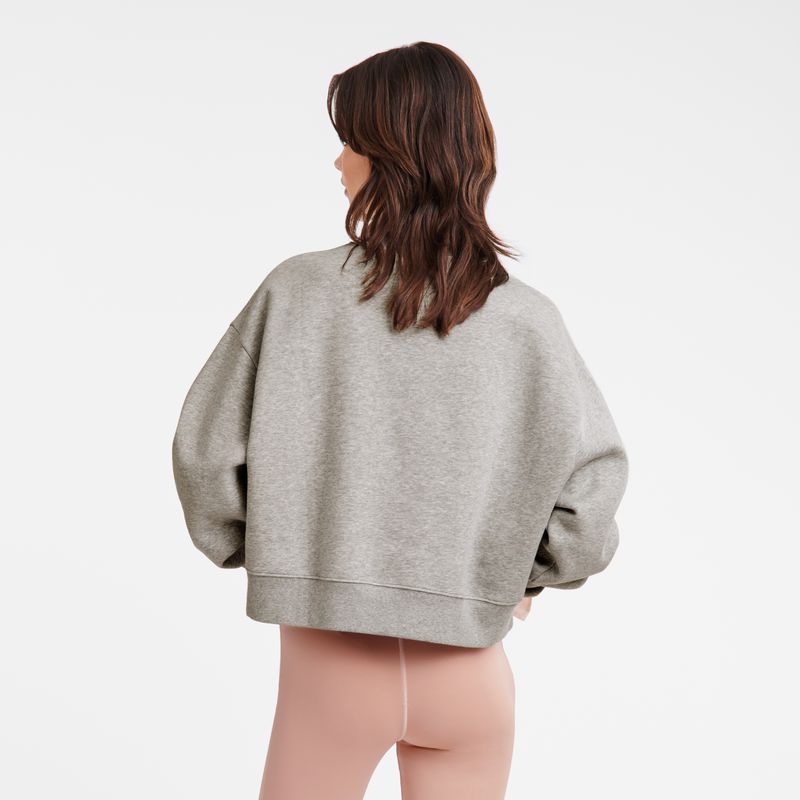 Women Longchamp Jersey Sweatshirt Grey | Ireland-658IDXVNT