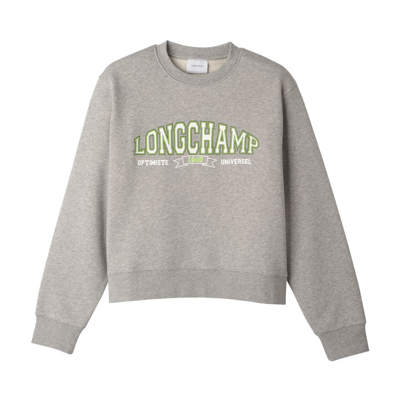 Women Longchamp Jersey Sweatshirt Grey | Ireland-658IDXVNT