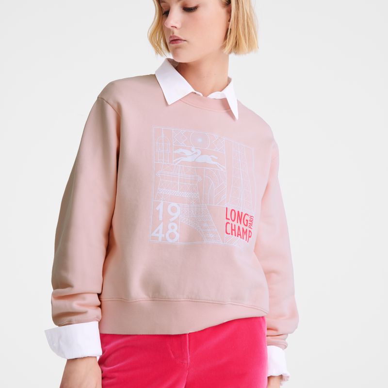 Women Longchamp Jersey Sweatshirt Rose | Ireland-463TGSDKE